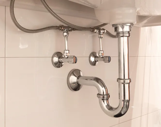 Water valves to shut water off to sink.